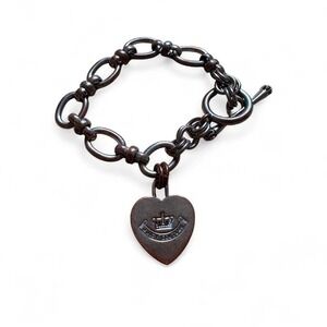 Vintage Juicy Couture Silver Tone Heart Charm Bracelet